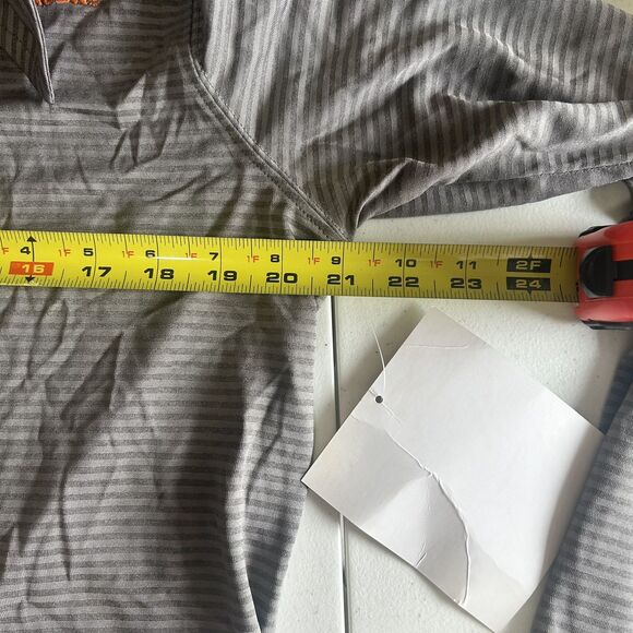 Whataburger Employee Polo Shirt Womens Med Gray Stripe Longsleeve Top Collar - Picture 8 of 9